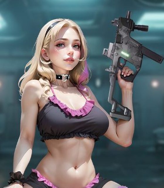 Figura central con el arma levantada